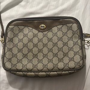 Gucci Signature Brown and Tan Crossbody Bag